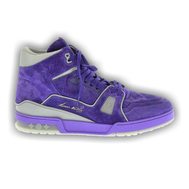 LOUIS VUITTON Patent Calfskin Mens LV Trainer Sneakers 8 Purple Blue  1263323