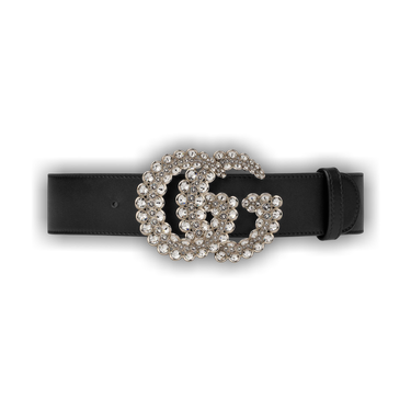 Gucci Leather Belt With Crystal Double G Buckle - Farfetch