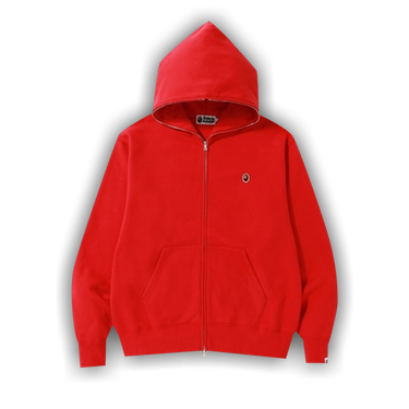BAPE Relaxed One Point Full Zip Hoodie 'Red'
