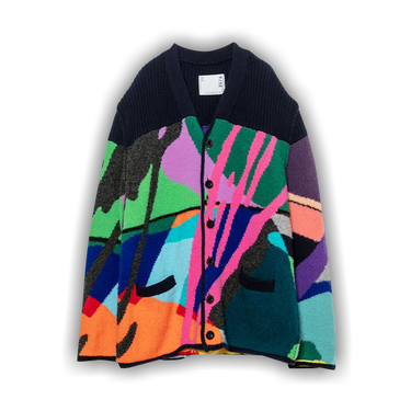 SACAI×KAWS コラボ ジャガードニット サイドスリットジップ サイズ2 Buy Sacai x KAWS Jacquard Knit Cardigan 'Multicolor' - 21 02578M