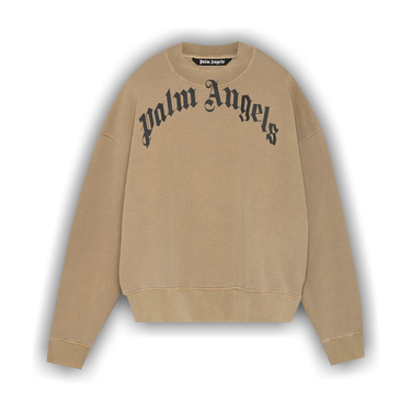 “Palm Angels” カーブロゴスウェットシャツ Beige Buy Palm Angels GD Curved Logo Crewneck 'Beige/Black