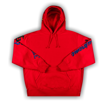 Blue and red supreme hoodie clearance