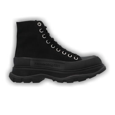 ★alexander mcqueen★ Tread Slick Boots Black 611706W4MV2107 Alexander McQueen Graffiti Knit Tread Slick Boots 'Black
