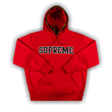 Buy Supreme Leopard Trim Hooded Sweatshirt 'Red' - FW21SW92