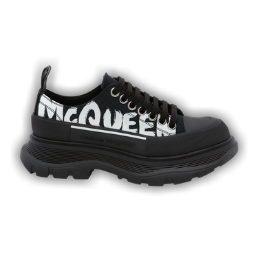 ALEXANDER MCQUEEN ロゴ レザースニーカーシューズ 黒 Alexander McQueen Logo Press Lace-Up Sneakers | Sendegaro AR