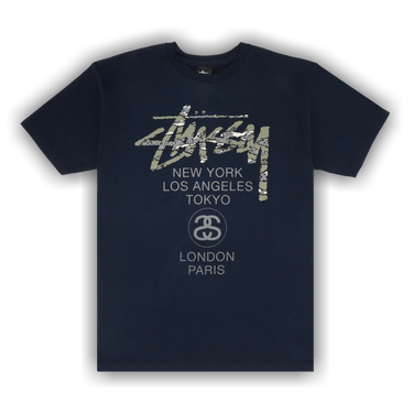 Buy Stussy World Tour Camo Tee 'Navy' - 1903389 NAVY | GOAT