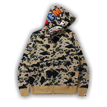 Bape yellow store camo shark hoodie
