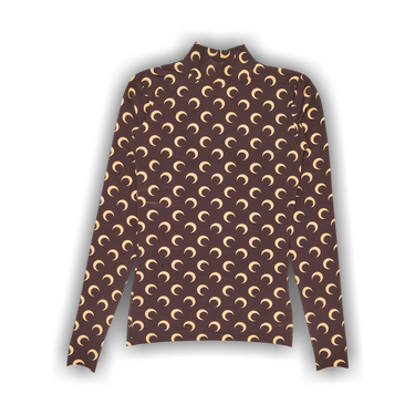 Buy Marine Serre Crescent Moon-Print Turtleneck Top 'Brown