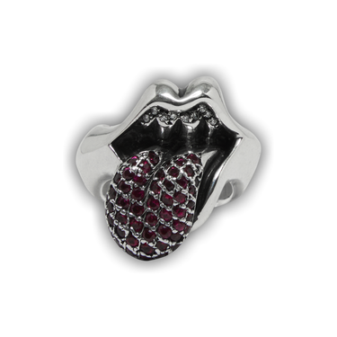Buy Chrome Hearts Diamond Studded Rolling Stones Ring