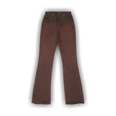 Buy Amiri Hybrid Bootleg Jeans With Leather 'Brown