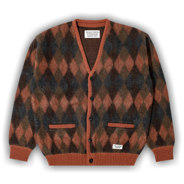 Buy Wacko Maria Diamond Mohair Cardigan 'Brown' - 21FW WMK KN16