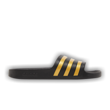 Buy Adilette Aqua Slides 'Black Gold Metallic' - EG1758 | GOAT