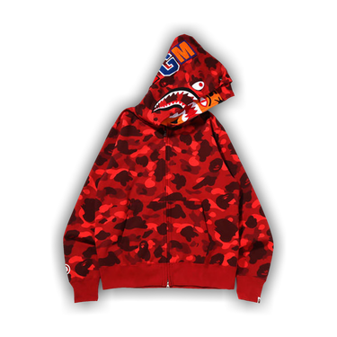 BAPE 迷彩シャークフードパーカーレッド BAPE 迷彩シャークフードパーカーレッド BAPE 迷彩シャーク