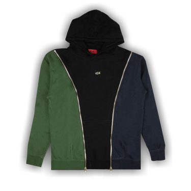 Buy 424 Reworked Hoodie Sweatshirt 'Black/Navy/Green' - 4740211