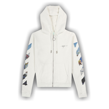 Size xl Off White Diag Multicolour Zipped Hoodie White