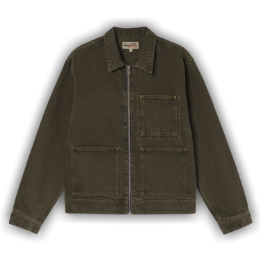 Buy Stussy Denim Zip Work Jacket 'Olive' - 115682 OLIV | GOAT