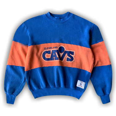 Vintage Cavs Sweatshirt Heather Gray Cleveland Basketball Blue 