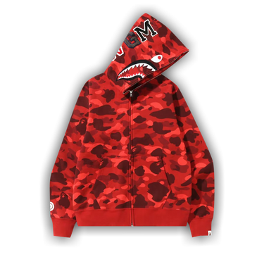 Buy BAPE Color Camo Shark Full Zip Hoodie 'Red' - 0039