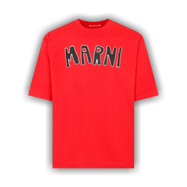 Tシャツ・カットソー MARNI Men T Shirts HUMU0287X0 UTC40600R63 Red Black organic cotton T-shirt with Marni patch | Marni