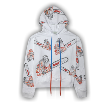 Buy Off White Chainsaw Over Hoodie White