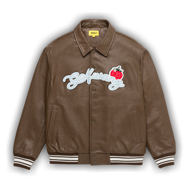 Buy GOLF WANG Strawberry Leather Jacket 'Brown/Ivory/Light Blue