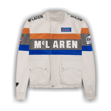 Buy Rhude x McLaren Leather Rhacing Jacket 'White' - 0537