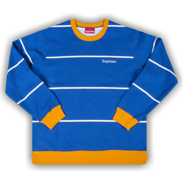 Buy Supreme Striped Crewneck 'Royal Blue' - FW17SW32 ROYAL BLUE | GOAT