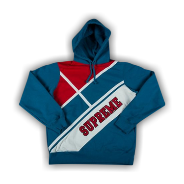 Buy Supreme Diagonal Hooded Sweatshirt Aqua SS18SW27 AQUA GOAT