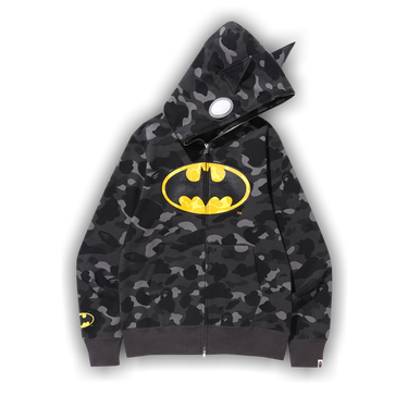 A BATHING APE×DC COMICS BATMAN BAPE × DC Comics Batman full zip hoodie Light Gray A Bathing