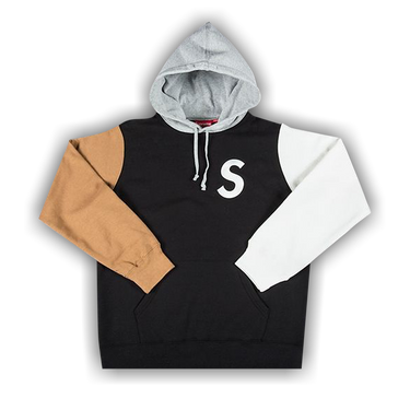 Supreme s logo colorblocked hooded shop sweatshirt black