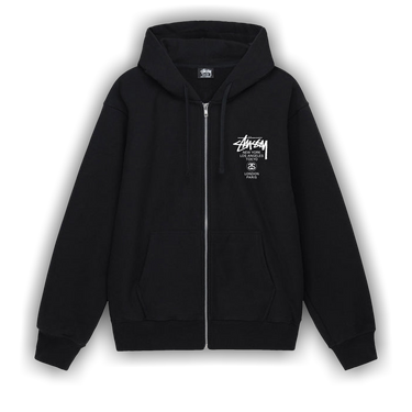 Buy Stussy World Tour Zip Hoodie Black 3973713 BLAC GOAT CA