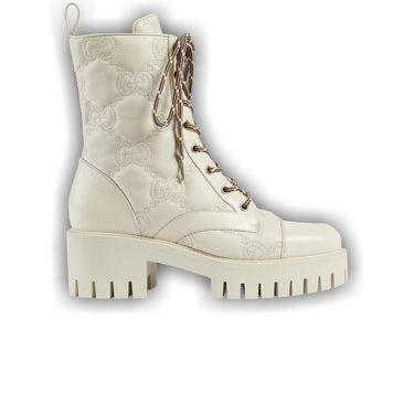 Buy Gucci Wmns GG Matelassé Lace Up Boot 'Off White