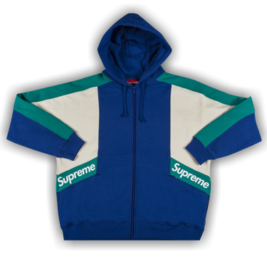 Buy Supreme Color Blocked Zip Up Hooded Sweatshirt 'Royal