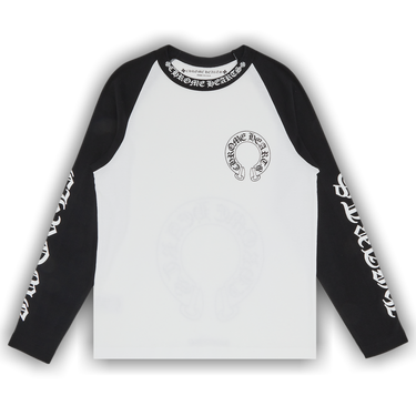 Buy Chrome Hearts Horseshoe Neck Logo 3/4 Shirt 'Black/White Buy Chrome Hearts Horseshoe Neck Logo 3/4 Shirt 'Black/White