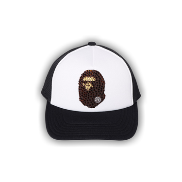 Buy BAPE Ape Head Crystal Stone Mesh Cap 'Black' - 1I30 180
