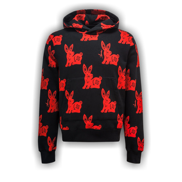 Buy Amiri CNY Rabbit Allover Hoodie 'Black/Red' - PS23MJG046