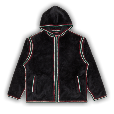 Buy Supreme Crochet Edge Hooded Zip Up Top 'Black