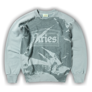 Buy Aries Sunbleached Cross Grain Temple Sweatshirt 'Grey