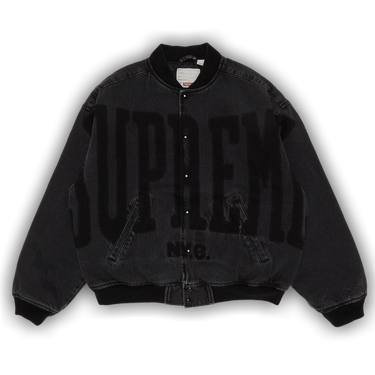 Supreme Washed Knockout Denim Varsity Jacket 'Washed Black