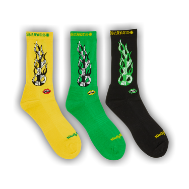 Buy Chrome Hearts x Matty Boy Flame Socks 'Green/Yellow/Black
