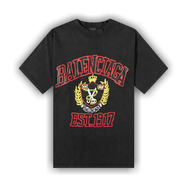 人気★関税込【BALENCIAGA】College Logo Print T-Shirt Balenciaga College Medium Fit T-Shirt White/Blue/Yellow