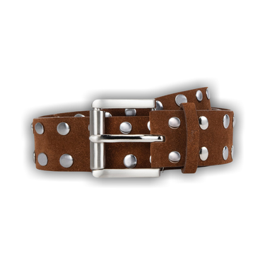 Stussy 8 Ball Studded Belt Brown Textured Leather Men's