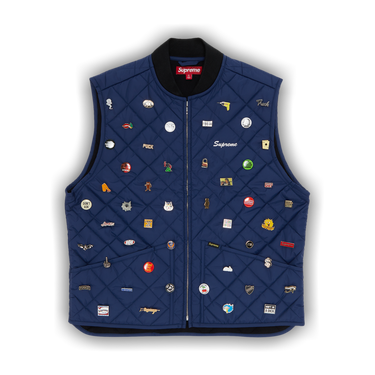 Buy Supreme Pins Quilted Work Vest 'Navy' - FW23J92 NAVY | GOAT
