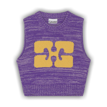 Ganni GRAPHIC CROPPED VEST - Gray | Garmentory