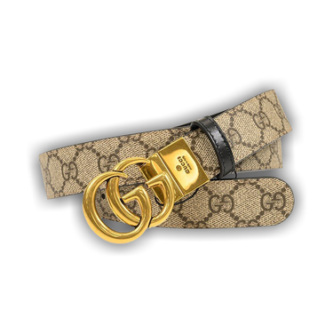 GUCCI｜BELTS (659417 92TIC 8343) Gucci 659417 Marmont Men's Belt Beige Fabric Leather with