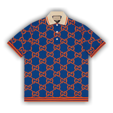 Buy Gucci GG Jacquard Polo T-Shirt 'Blue/Orange' - 752173 XJFSO