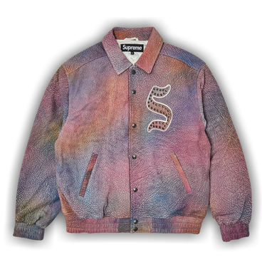 Supreme denim online varsity jacket tan