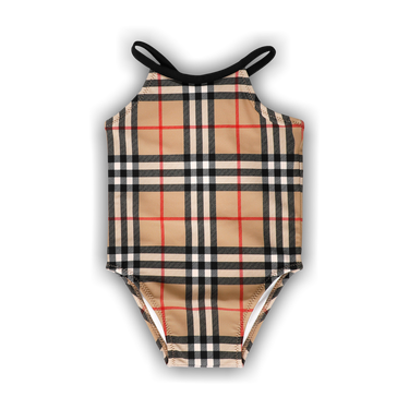 Buy Burberry Kids Check One Piece Swimsuit Archive Beige 8026375 GOAT