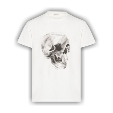 Tシャツ・カットソー alexander mcqueen FW25 'Skull' T-shirt (815067QTAC5 0909) Men's Skull T-shirt in Grey & Silver | Alexander McQueen US