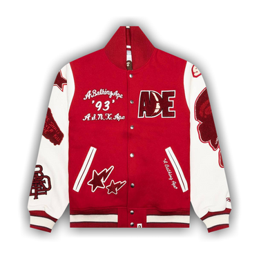 AAPE AAPENOW スタジャン レッド Aape By A Bathing Ape varsity jacket in red | ASOS
